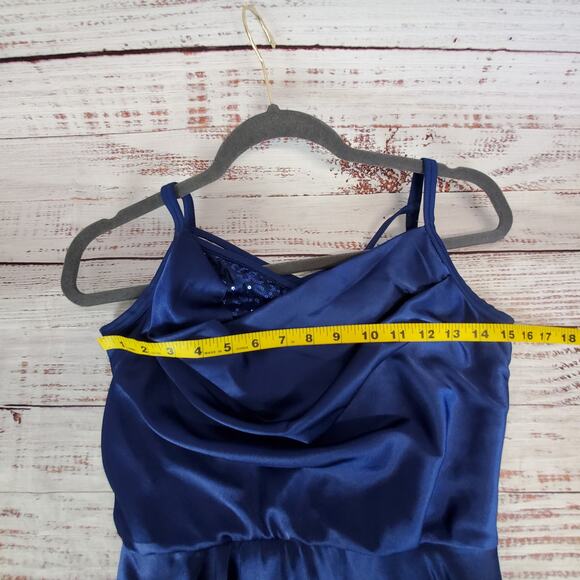 Weissman Blue Fairy Silky High Slit Dress Size ? Whimsy Stretch Leotard Lined - Picture 11 of 15